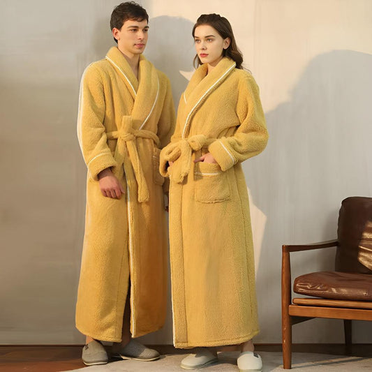 Plush Unisex Bathrobe with Pockets for Cozy Home Use - view 2