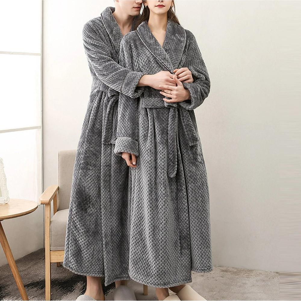Soft Warm Unisex Bathrobe with Pockets for Home Relaxation - view 17