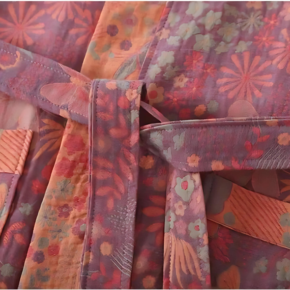 Retro Print Bathrobe for Summer Home or Wellness Use - view 6