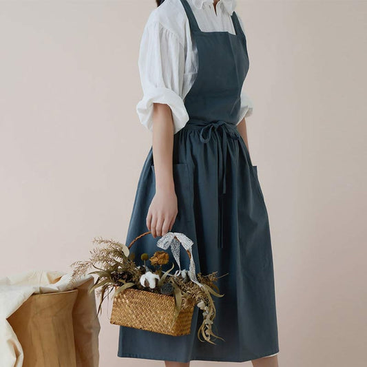 Gray Kitchen Apron with Pockets for Cooking and Baking - view 2