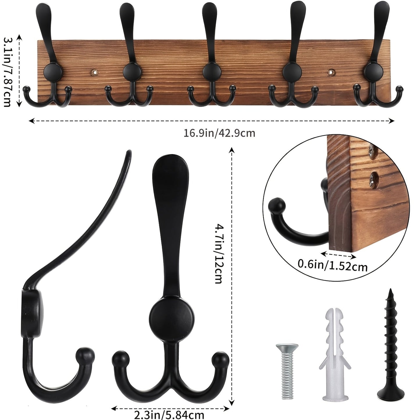 Wall-Mounted Clothes Rack in Dark Brown for Any Room - view 11
