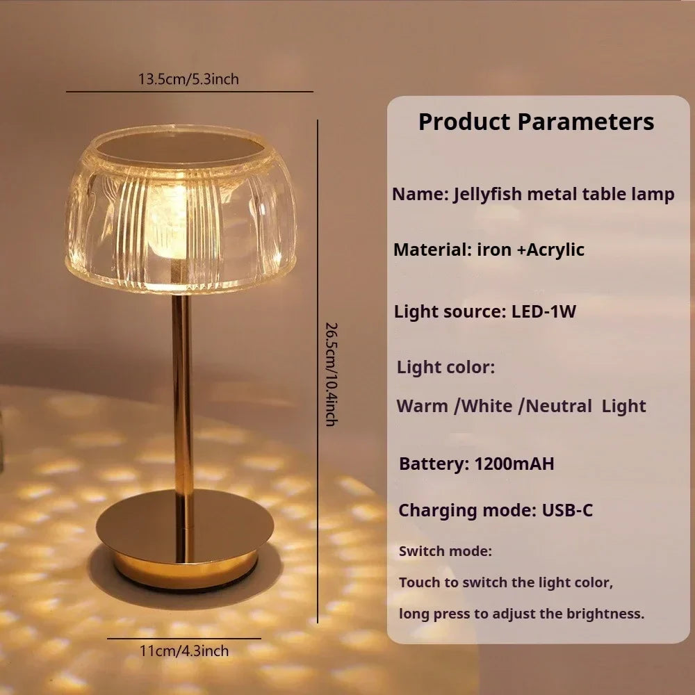 Rechargeable Dimmable Table Lamp – Gold, for Bedroom or Living Room - view 6