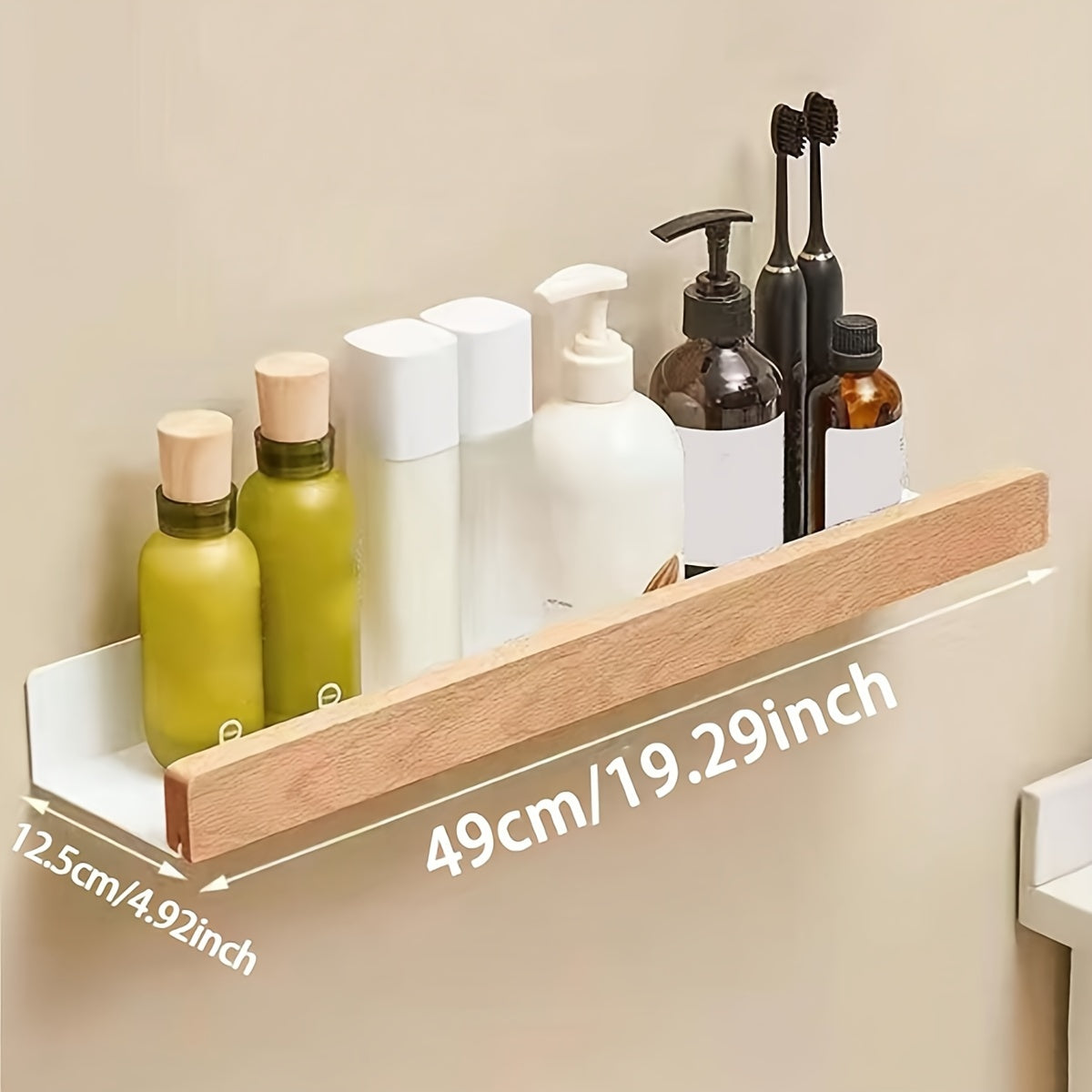 Black Bathroom Wall Shelf - Modern Drill-Free Design - view 14