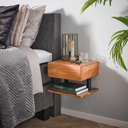 Floating Nightstand with Drawer and Open Shelf for Bedroom - view 2