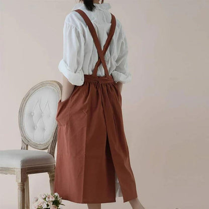 Gray Kitchen Apron with Pockets for Cooking and Baking - view 9