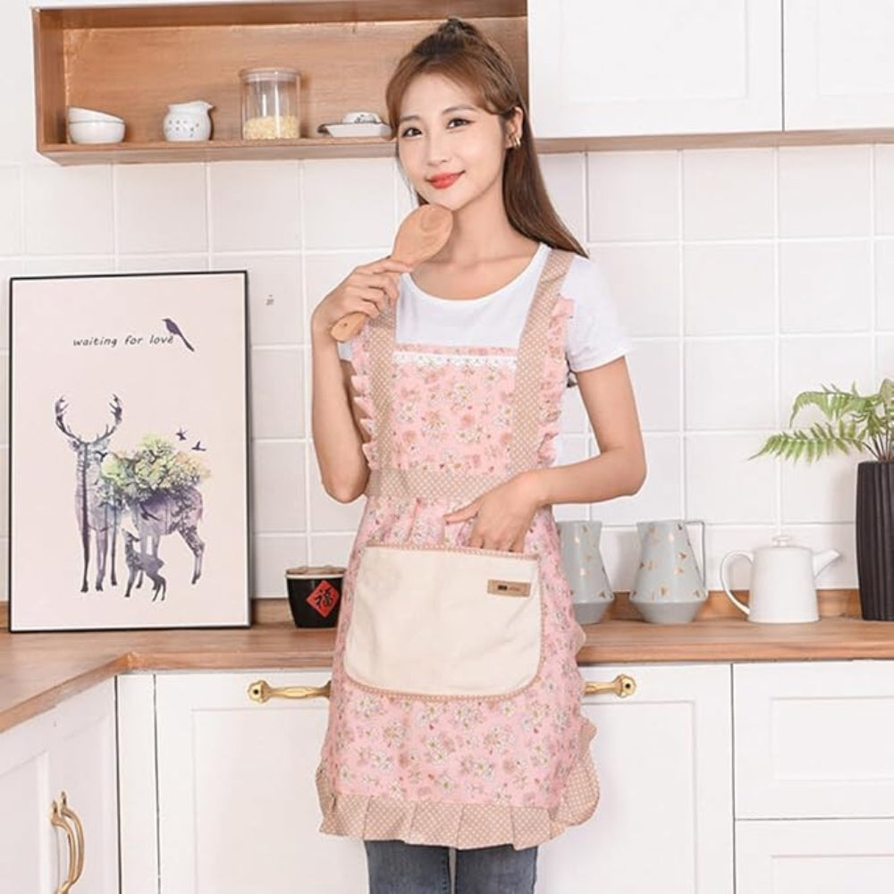 Vintage Floral Print Kitchen Apron for Cooking and Baking - view 8