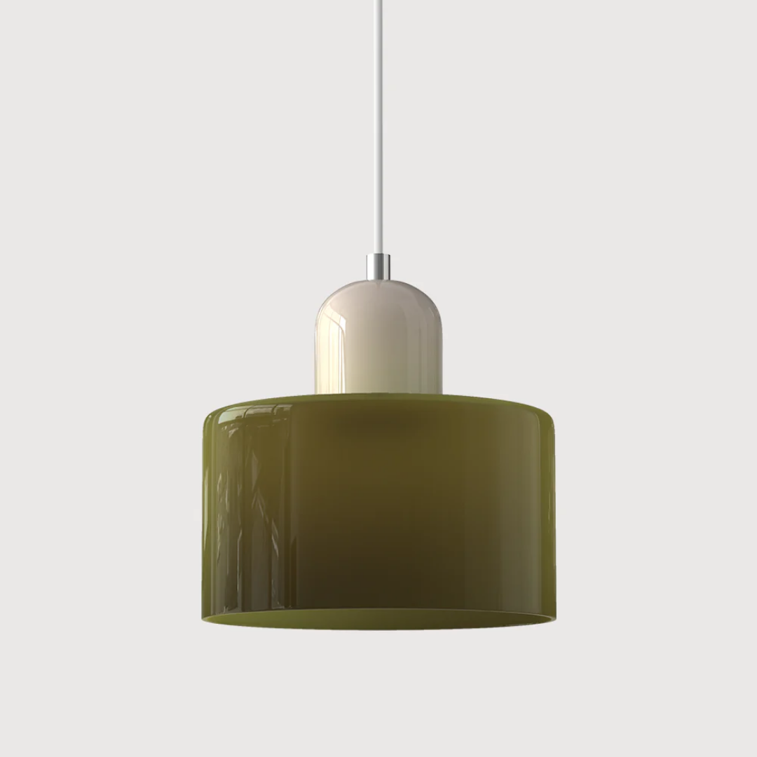 Retro Pendant Light in Dark Green and Orange, Adjustable Length - view 35