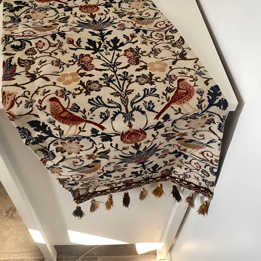 Vintage Jacquard Tablecloth - Flowers and Birds for Dining Table - view 9
