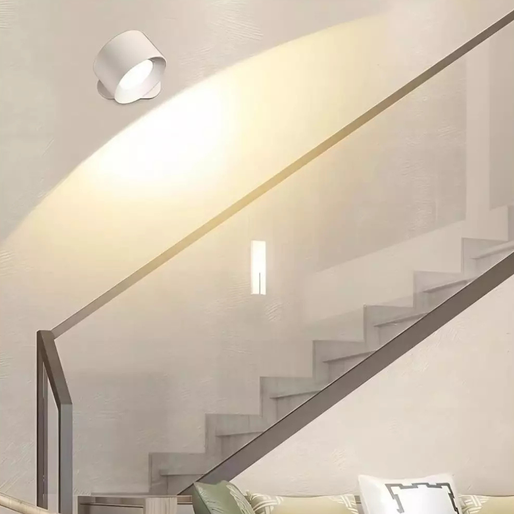 Rechargeable White Cylindrical Wall Lamp with Remote Control - view 9