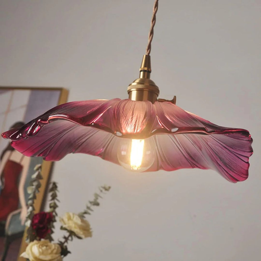 Ceiling Lamp – Deep Red Glass, Flower Shape for Dining Table or Living Room Decoration – view 5