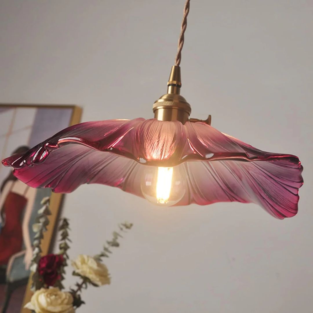 Deep Red Flower Pendant Lamp for Dining Table or Living Room - view 5