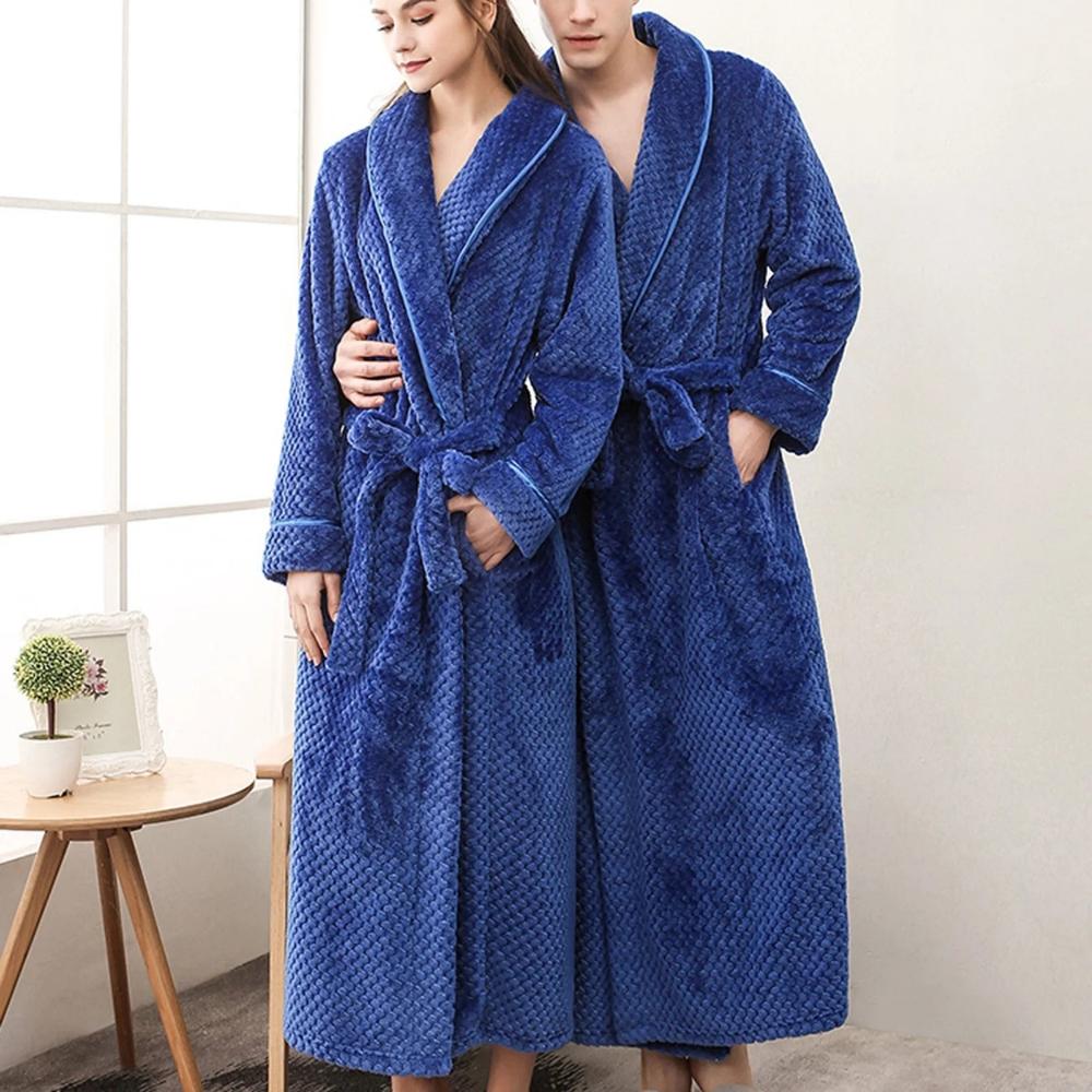Soft Warm Unisex Bathrobe with Pockets for Home Relaxation - view 16