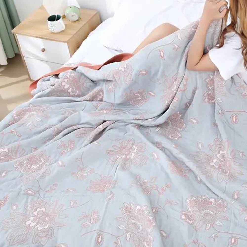 Floral Cotton Throw Blanket – Lightweight for Bed or Sofa – view 8