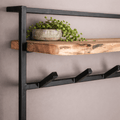 Industrial Wall Jacket – Solid Acacia Wood with Black Metal Hooks for Entrance or Living Room – view 5