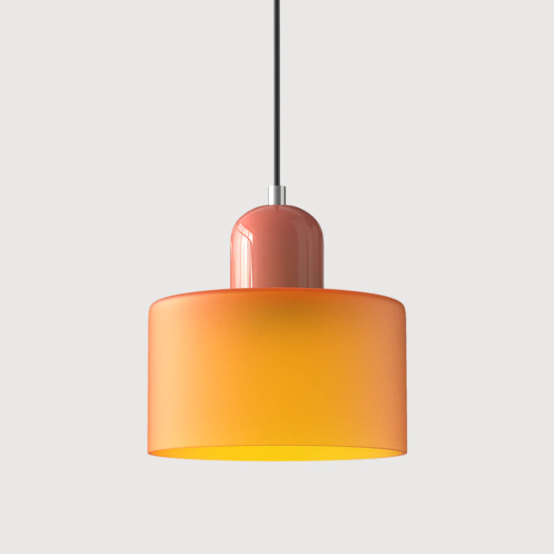 Retro Pendant Light in Dark Green and Orange, Adjustable Length - view 19