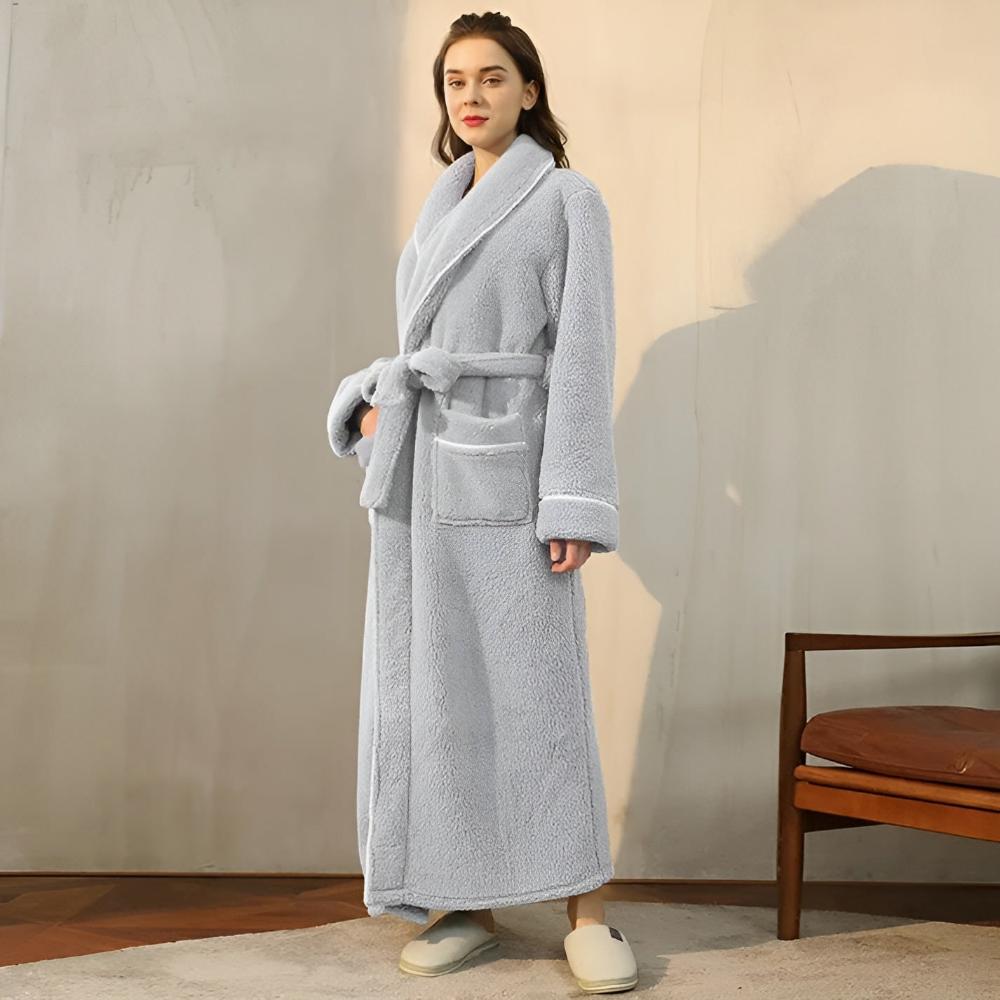 Plush Unisex Bathrobe with Pockets for Cozy Home Use - view 12