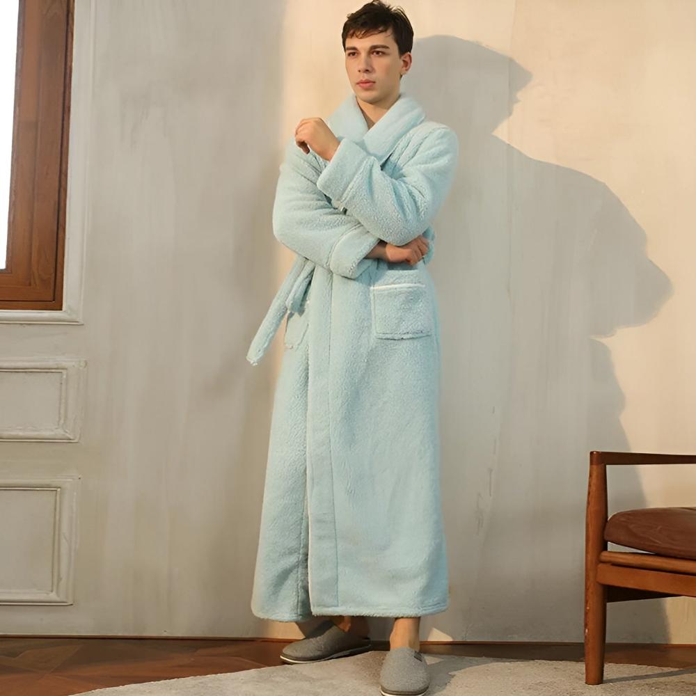 Plush Unisex Bathrobe with Pockets for Cozy Home Use - view 6