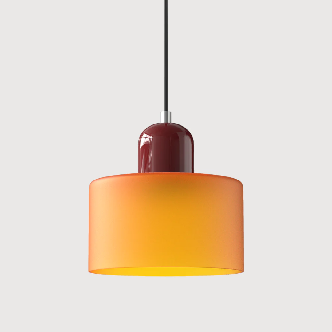 Retro Pendant Light in Dark Green and Orange, Adjustable Length - view 20