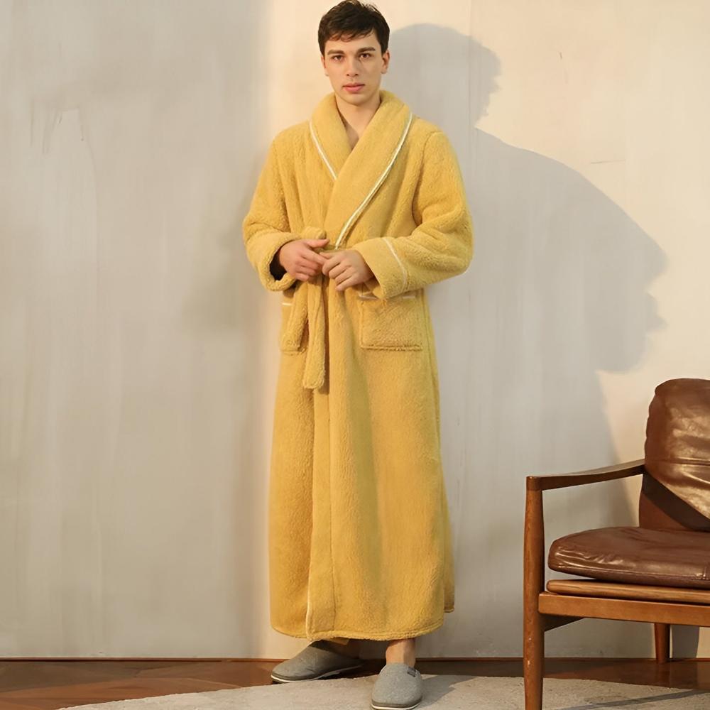 Plush Unisex Bathrobe with Pockets for Cozy Home Use - view 10