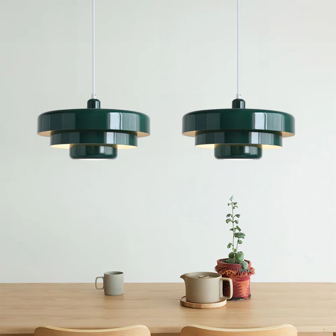 Layered Pendant Lamp in Green, Orange, or White for Dining Room - view 11