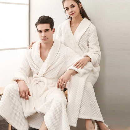 Soft Warm Unisex Bathrobe with Pockets for Home Relaxation - view 15