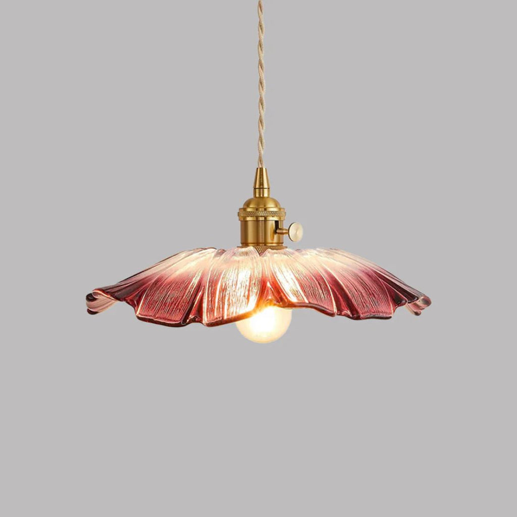 Ceiling Lamp – Deep Red Glass, Flower Shape for Dining Table or Living Room Decoration – view 2