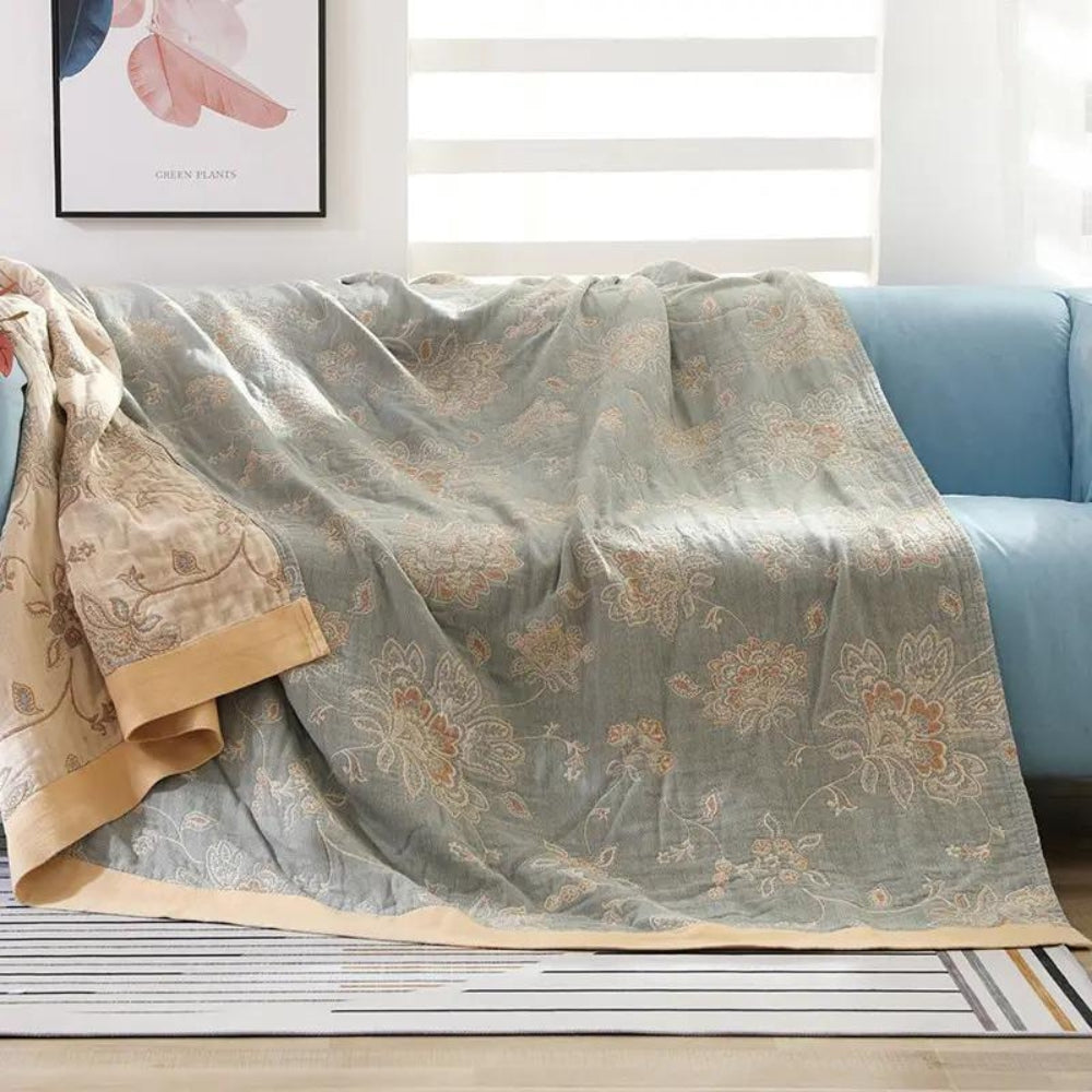Floral Cotton Throw Blanket – Lightweight for Bed or Sofa – view 2