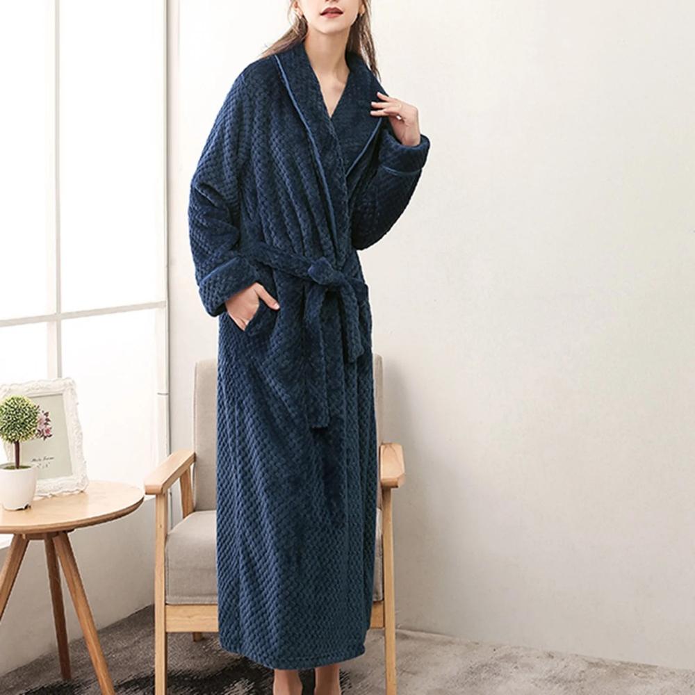 Soft Warm Unisex Bathrobe with Pockets for Home Relaxation - view 3