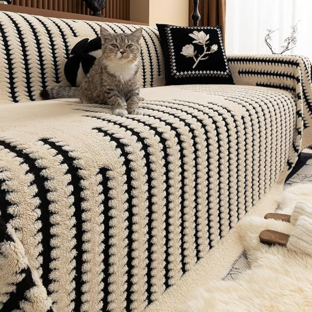Plush Sofa Cover – Microfiber, Vintage Upholstered Design for Sofa or Loveseat in Multiple Colors