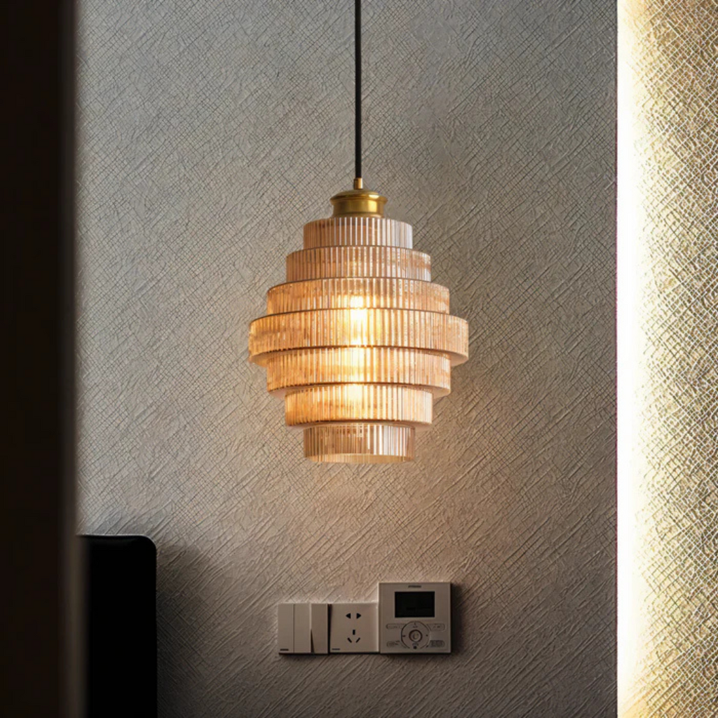 Retro Glass and Brass Pendant Lamp for Modern Living or Dining Room – view 4