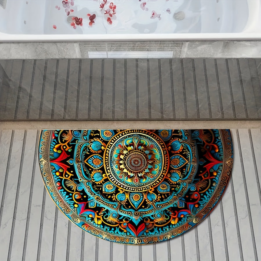 Mandala Door Mat – Polyester, Detailed Design for Entrance or Hallway with Non-Slip Bottom – view 5