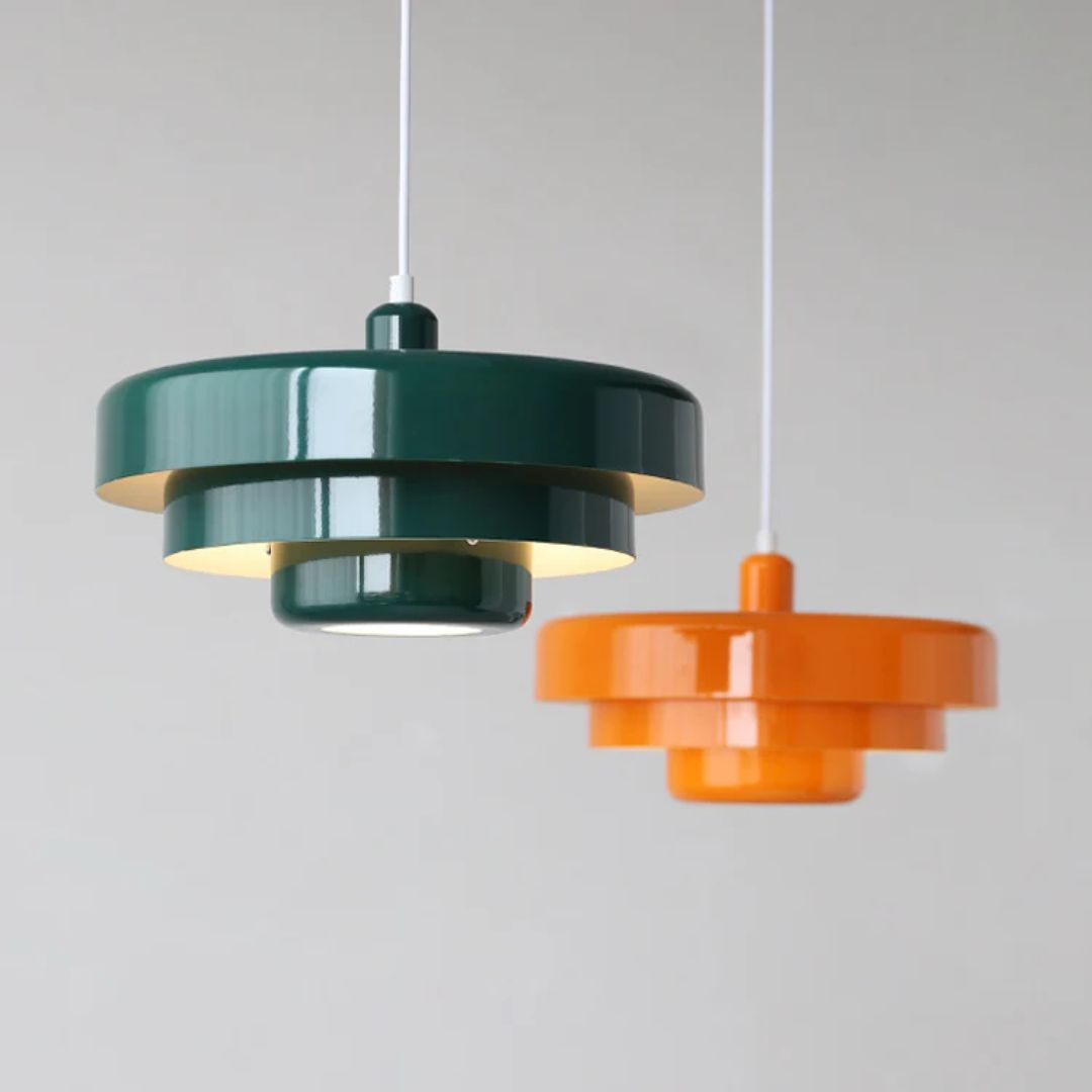 Layered Pendant Lamp in Green, Orange, or White for Dining Room - view 9