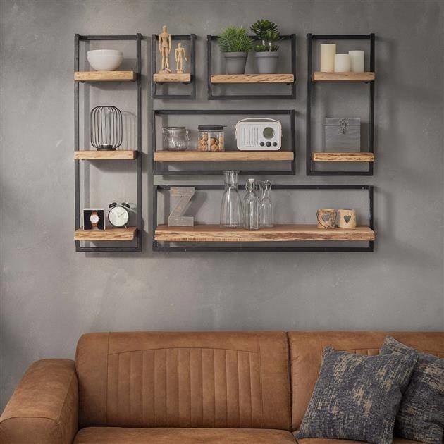Vintage-Style Wall Shelf with Black Frame for Living Room - view 28