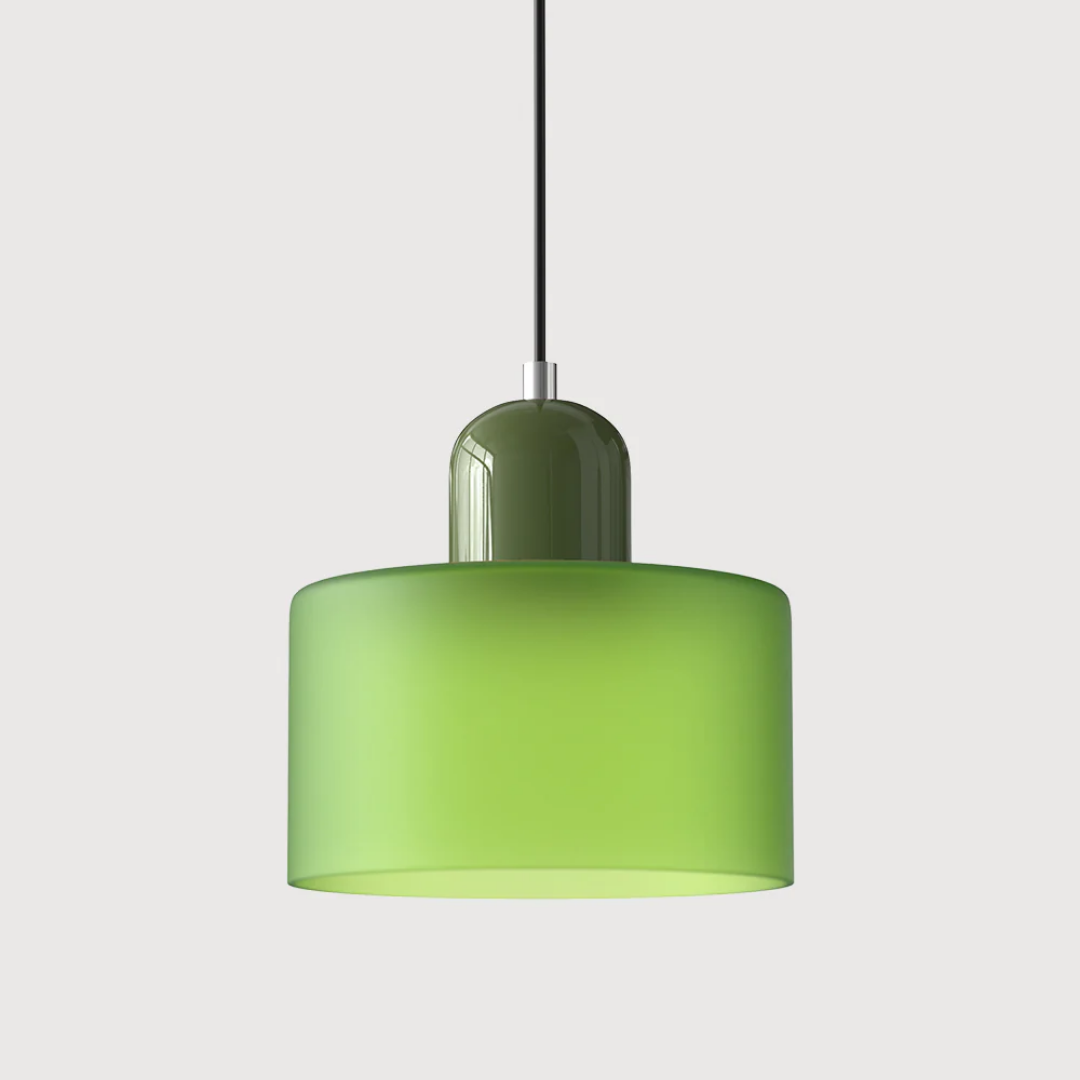 Retro Pendant Light in Dark Green and Orange, Adjustable Length - view 24