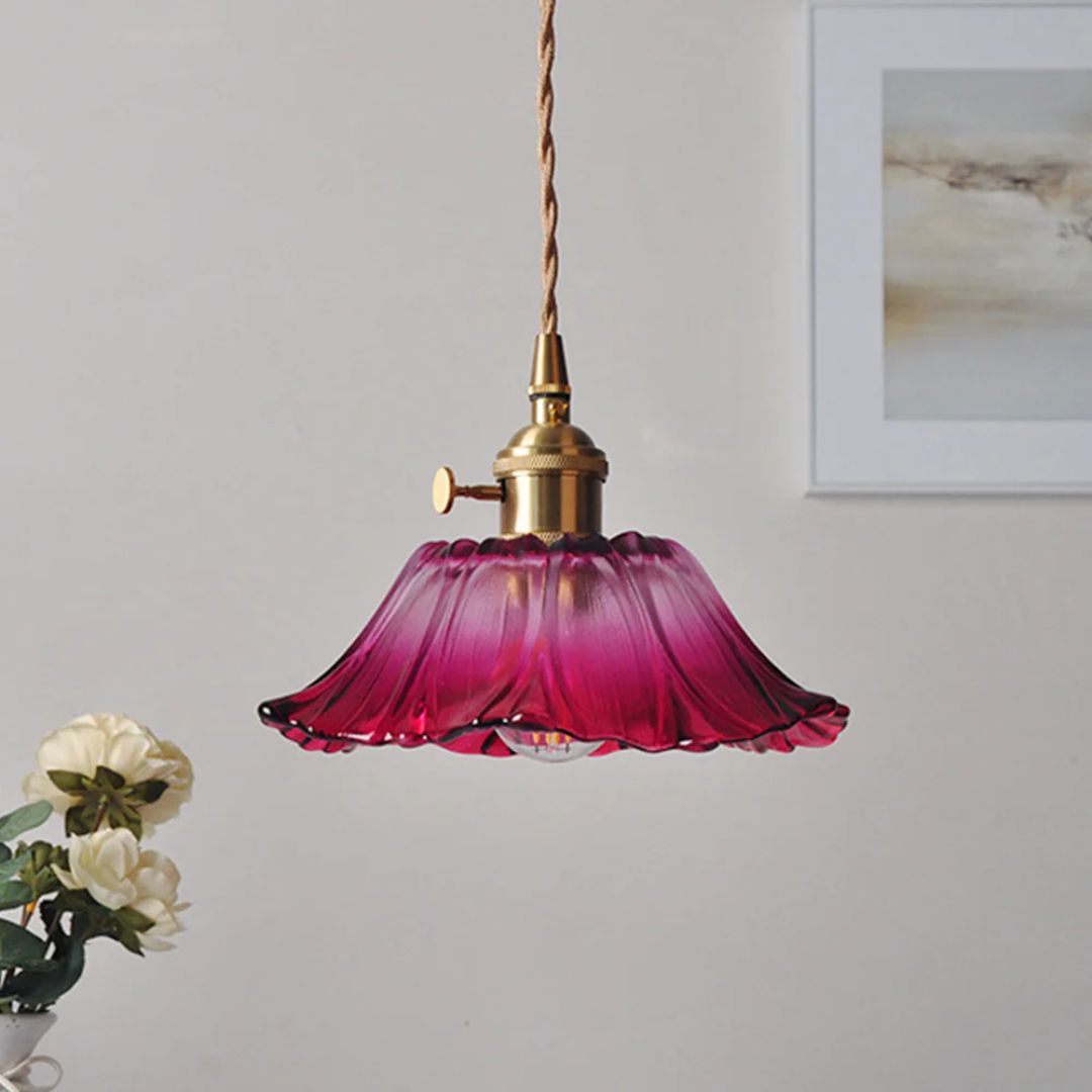 Deep Red Flower Pendant Lamp for Dining Table or Living Room - view 11