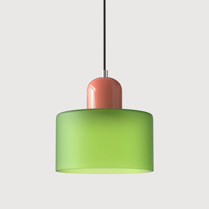 Retro Pendant Light in Dark Green and Orange, Adjustable Length - view 25