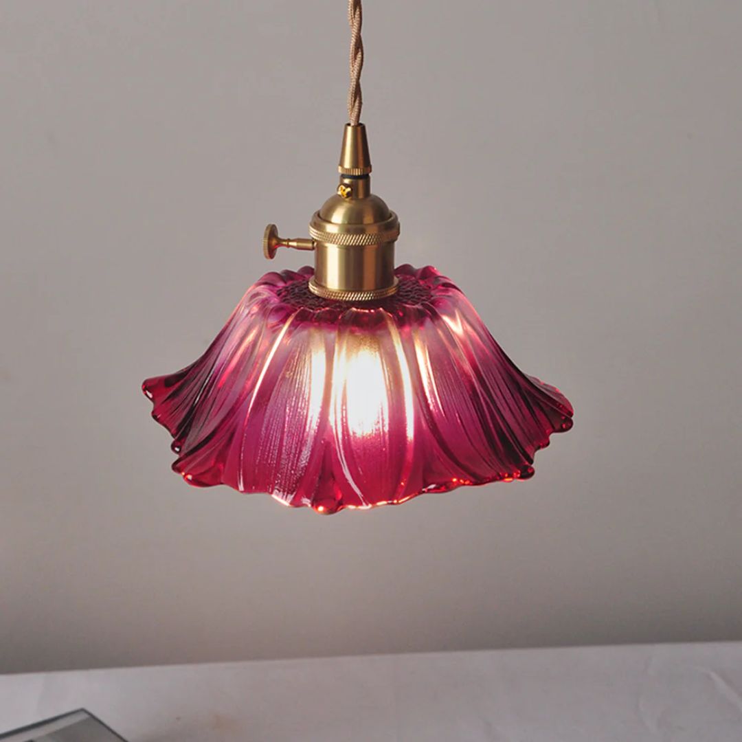 Deep Red Flower Pendant Lamp for Dining Table or Living Room - view 8