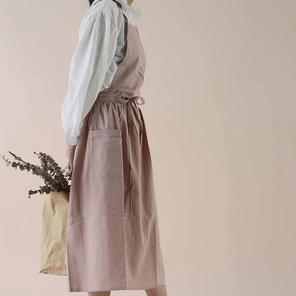 Gray Kitchen Apron with Pockets for Cooking and Baking - view 6