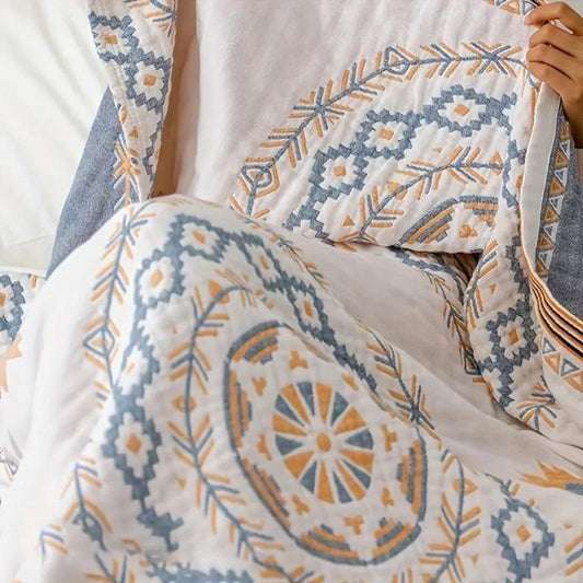 Bohemian Mandala Throw Blanket in Soft Colors for Home - view 2