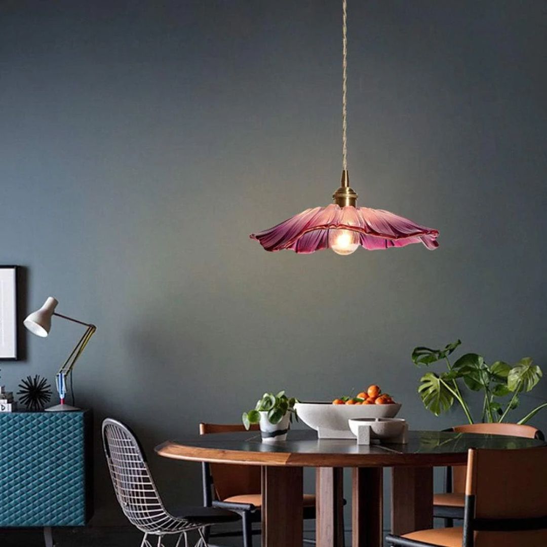 Deep Red Flower Pendant Lamp for Dining Table or Living Room - view 30