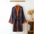 Kimono Bathrobe - 100% Cotton Retro Design for Home or Spa