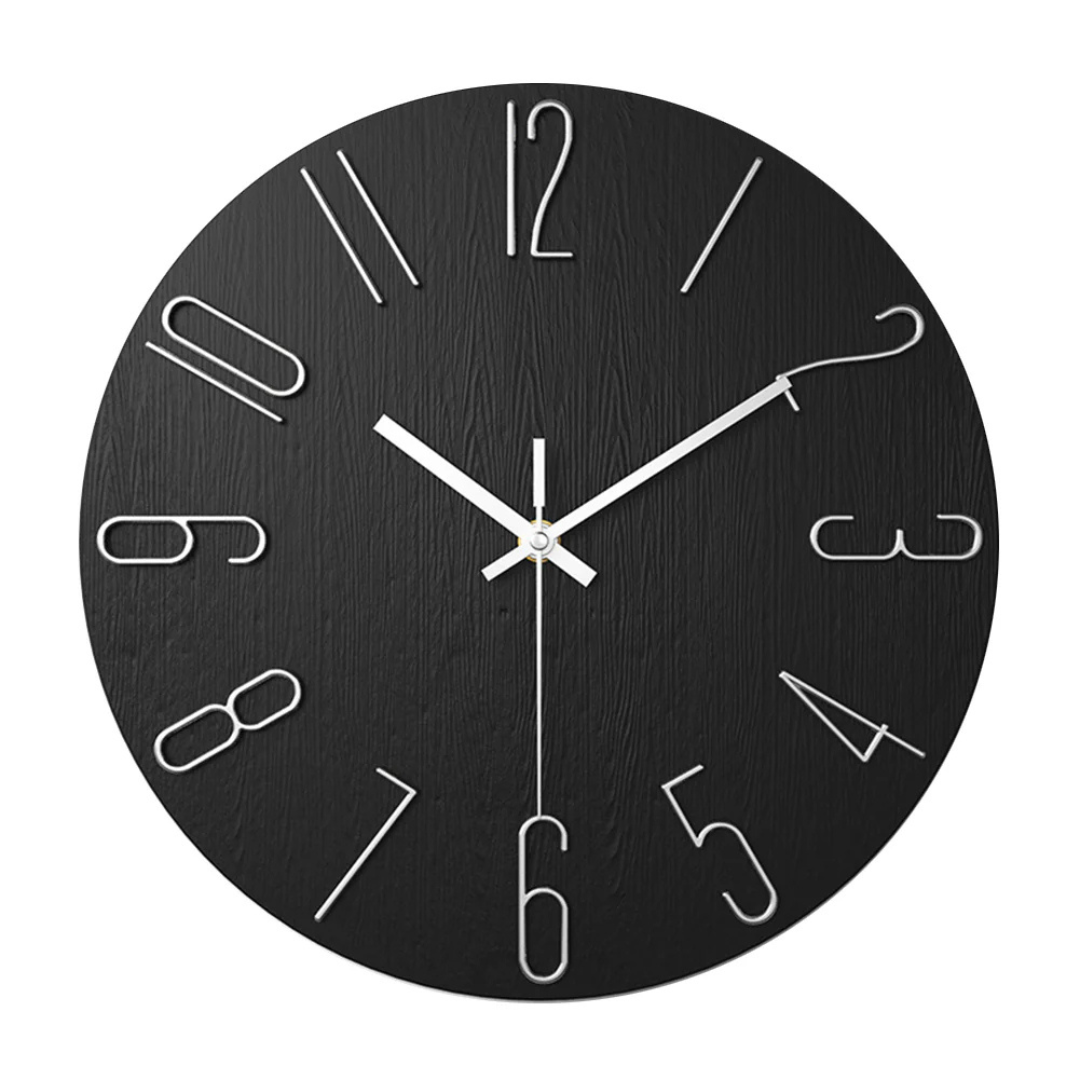 Modern Black Plastic Wall Clock - Minimalist Design for Home Decor – view 3