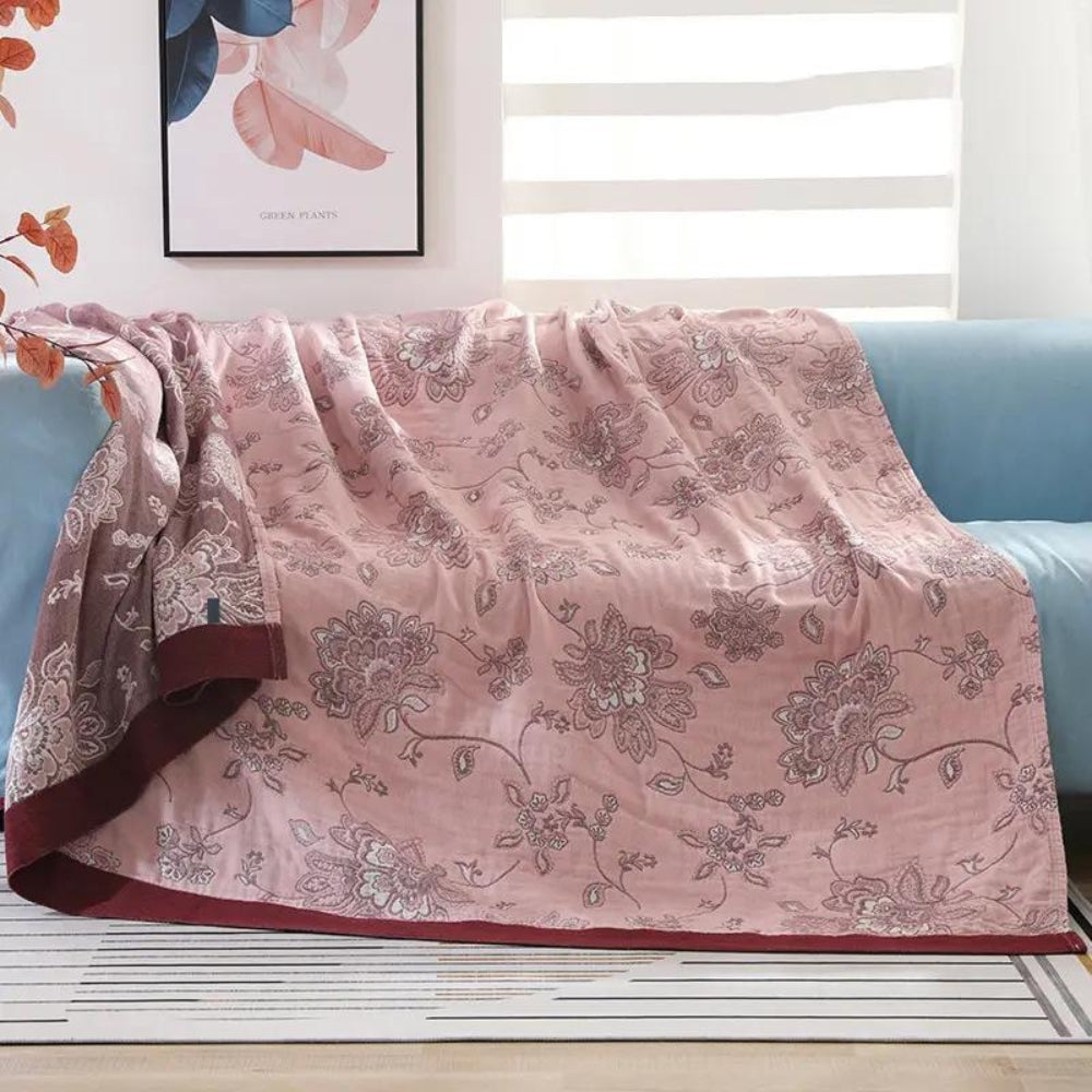 Floral Cotton Throw Blanket – Lightweight for Bed or Sofa – view 3