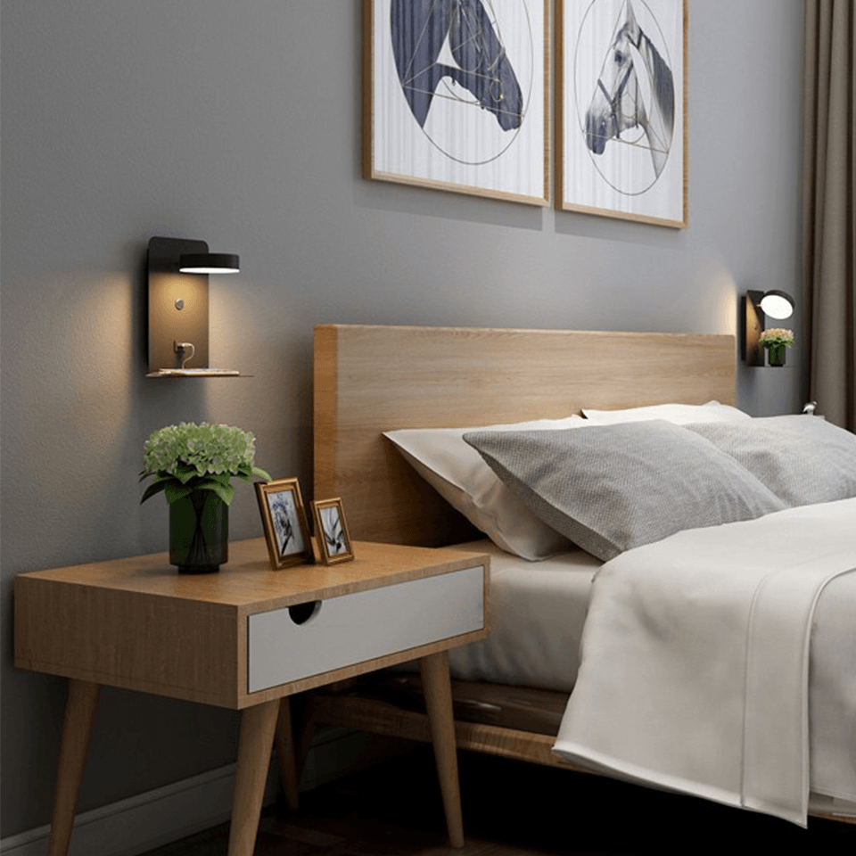 Multifunctional Black Lamp with Charging Station and Shelf - view 4