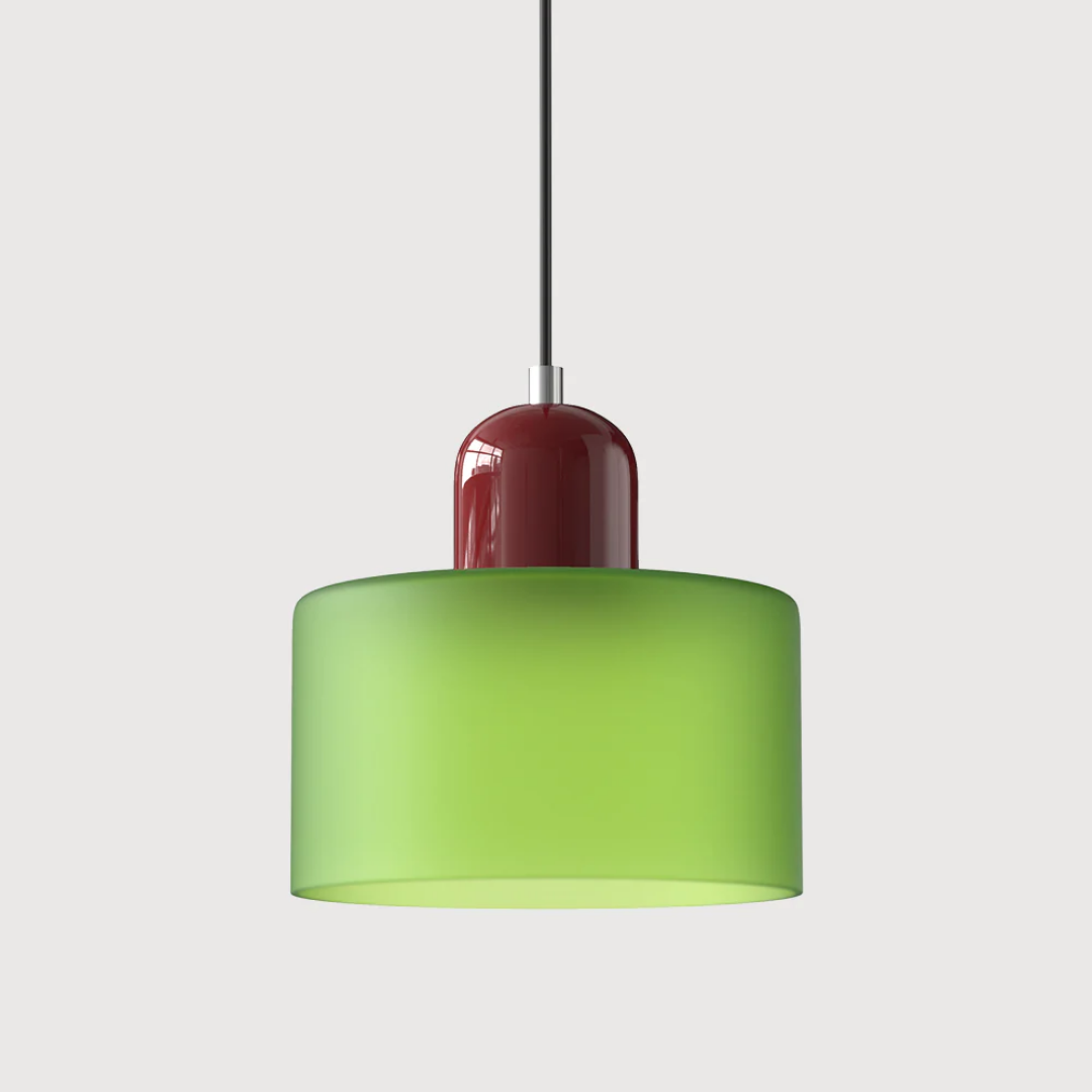Retro Pendant Light in Dark Green and Orange, Adjustable Length - view 26