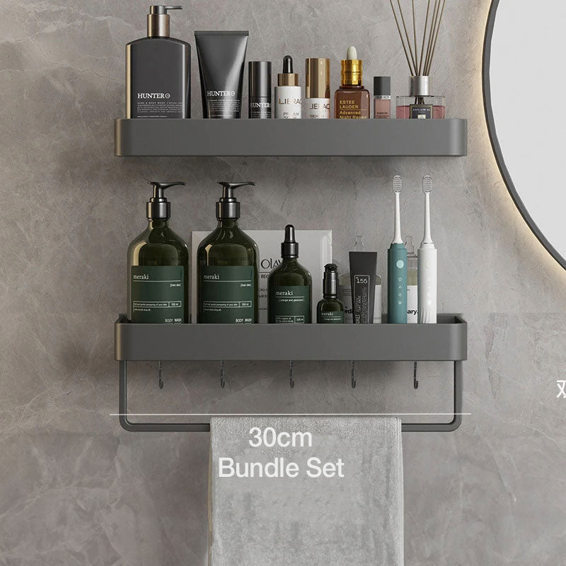 Water-Resistant Bathroom Wall Shelf with Towel Rack - view 7