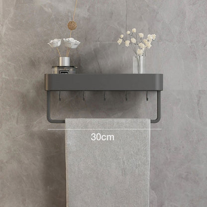 Water-Resistant Bathroom Wall Shelf with Towel Rack - view 4