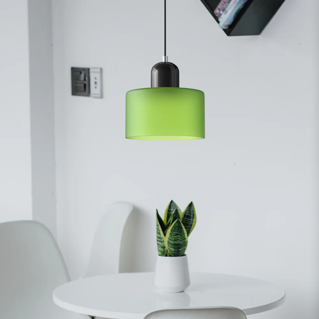 Retro Pendant Light in Dark Green and Orange, Adjustable Length - view 8