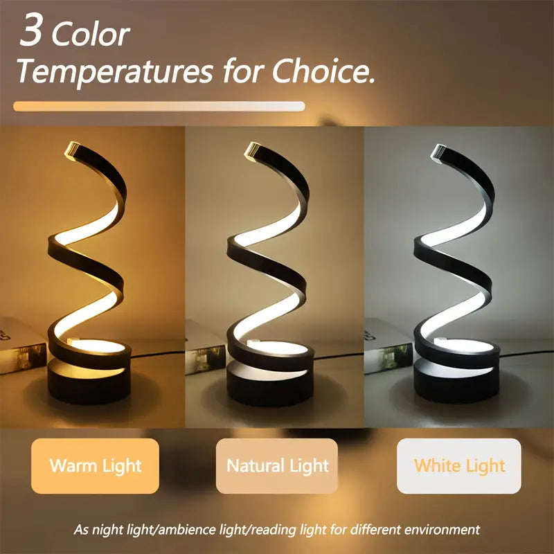Dimmable LED Table Lamp – Modern White Spiral Design for Any Room - view 3