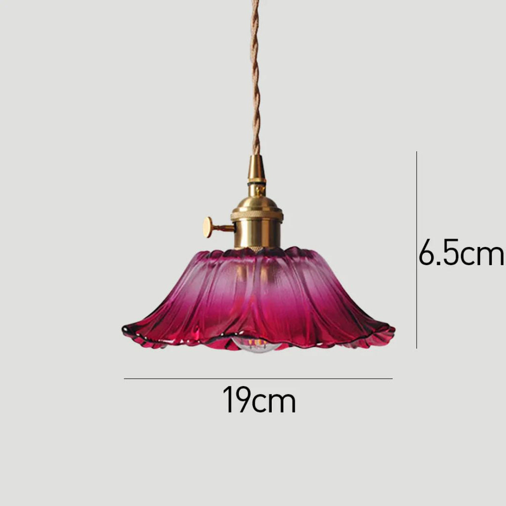 Ceiling Lamp – Deep Red Glass, Flower Shape for Dining Table or Living Room Decoration – view 14